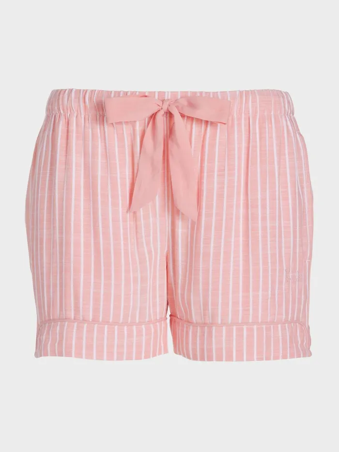 Women Pink Viscose Dobby Mid Short Multi Peter Alexander Shorts