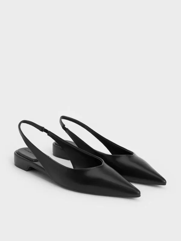 Women PointedToe HighVamp Slingback Flats 8211 Black CHARLES and KEITH Flats Women PointedToe HighVamp Slingback Flats 8211 Black CHARLES and KEITH Flats