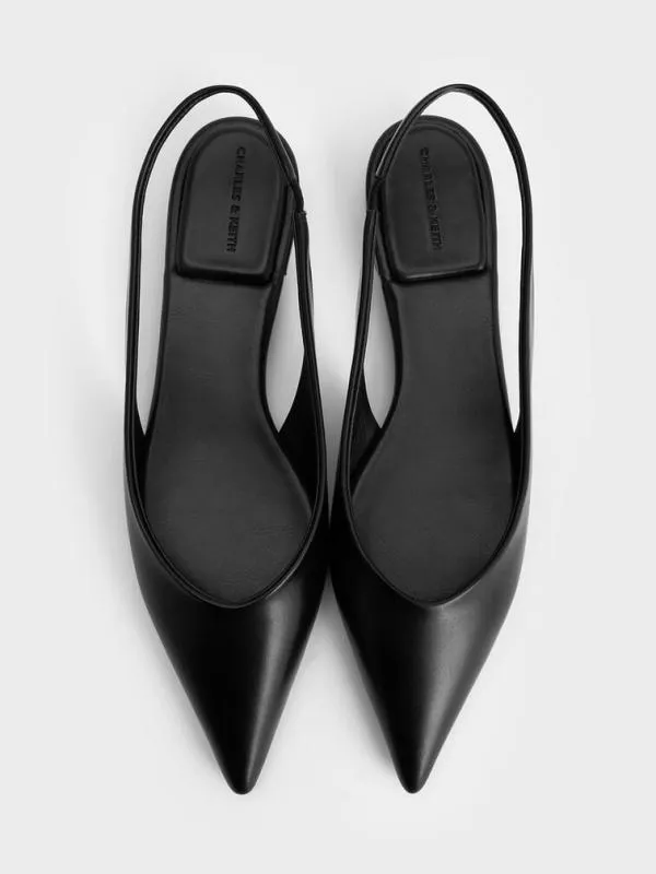 Women PointedToe HighVamp Slingback Flats 8211 Black CHARLES and KEITH Flats Women PointedToe HighVamp Slingback Flats 8211 Black CHARLES and KEITH Flats