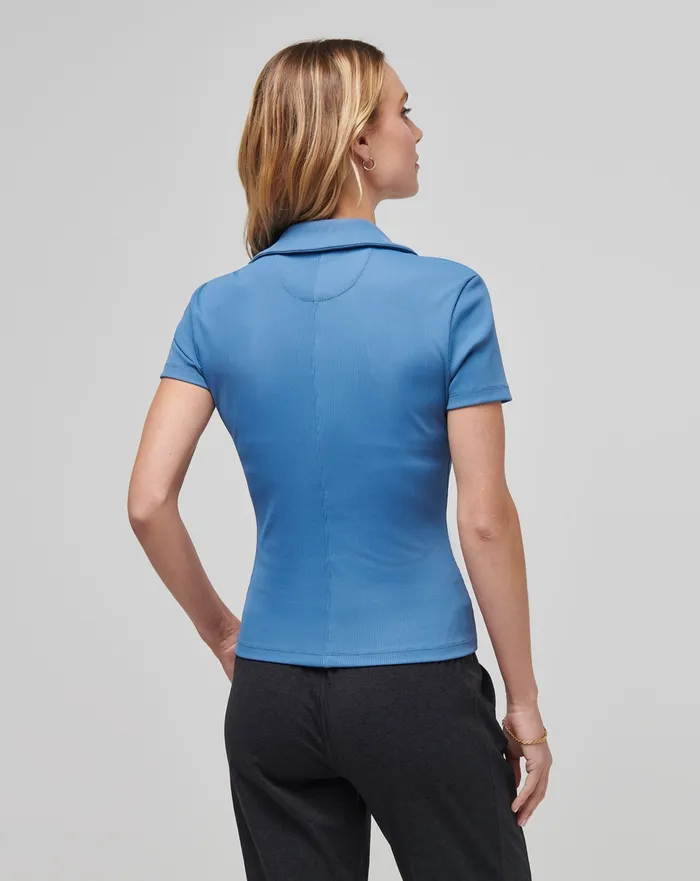 Women Polos TravisMathew MOVEKNIT VNECK POLO Moonlight Blue