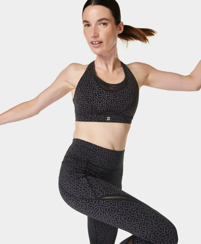 Women Power Icon Running Bra Grey Sb Slot Print Sweaty Betty Underwear