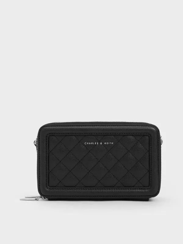 Women Quilted Boxy Long Wallet 8211 Noir CHARLES and KEITH Long Wallets