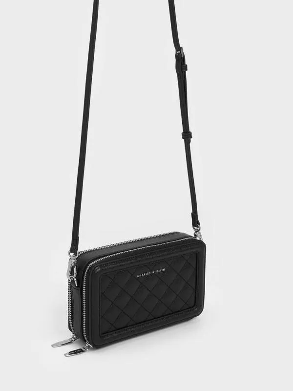 Women Quilted Boxy Long Wallet 8211 Noir CHARLES and KEITH Long Wallets