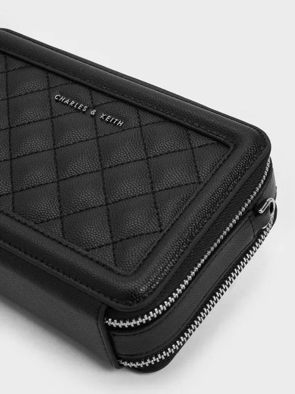 Women Quilted Boxy Long Wallet 8211 Noir CHARLES and KEITH Long Wallets