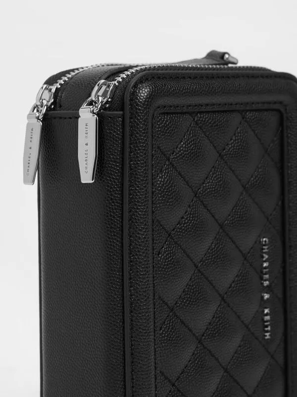 Women Quilted Boxy Long Wallet 8211 Noir CHARLES and KEITH Long Wallets