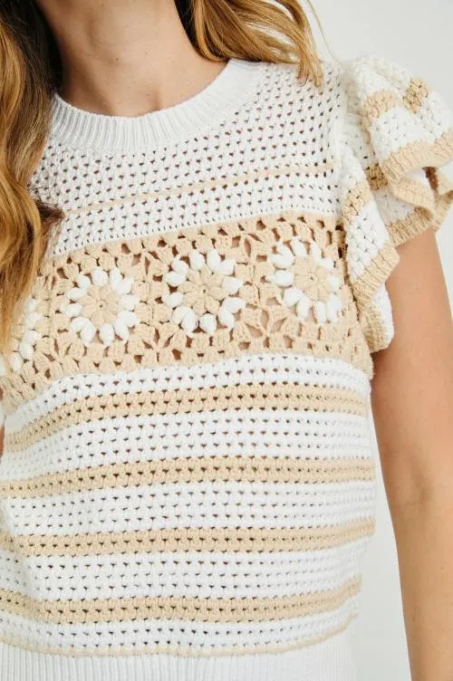Women Rails Sweaters Penelope Top Ivory Oat Crochet Stripe