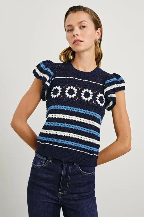 Women Rails Sweaters Penelope Top Navy Sky Crochet