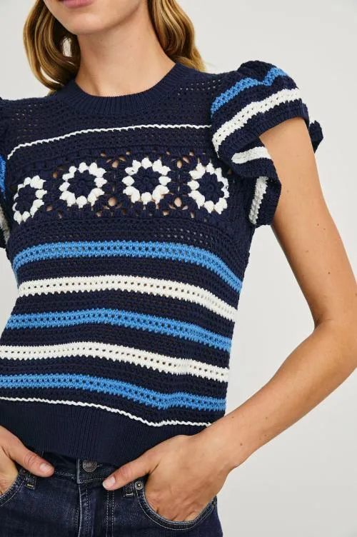 Women Rails Sweaters Penelope Top Navy Sky Crochet