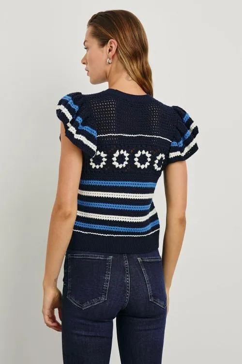 Women Rails Sweaters Penelope Top Navy Sky Crochet