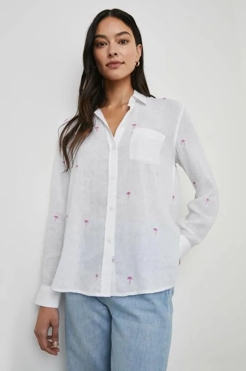 Women Rails Tops Charli Shirt Fuchsia Embroidered Palms