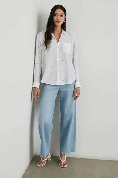 Women Rails Tops Charli Shirt Fuchsia Embroidered Palms