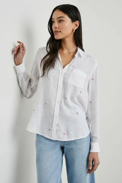 Women Rails Tops Charli Shirt Fuchsia Embroidered Palms