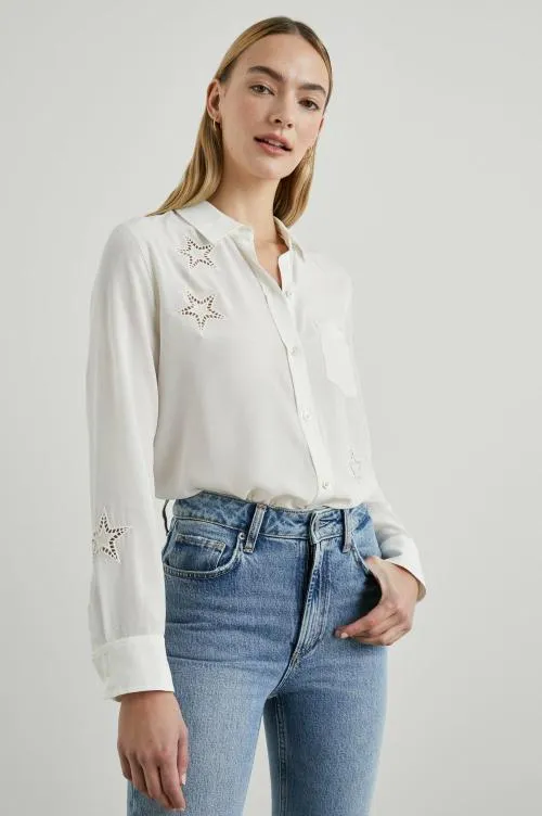 Women Rails Tops Kate Shirt Ivory Eyelet Stars Women Rails Tops Kate Shirt Ivory Eyelet Stars