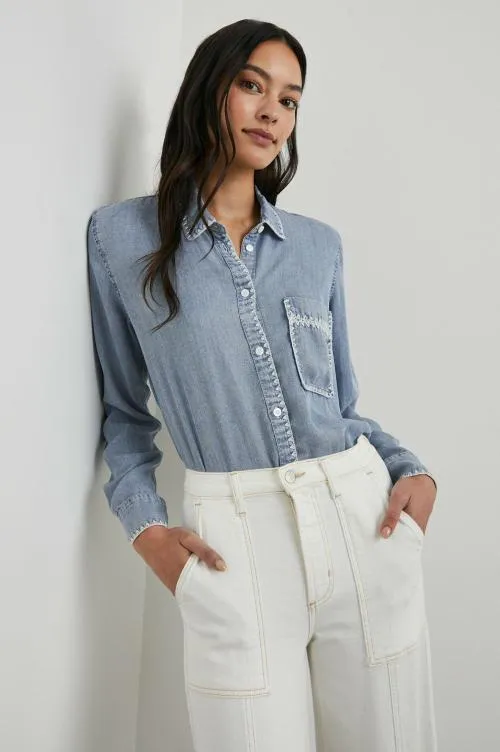 Women Rails Tops Saya Shirt Medium Cloud Wash Women Rails Tops Saya Shirt Medium Cloud Wash