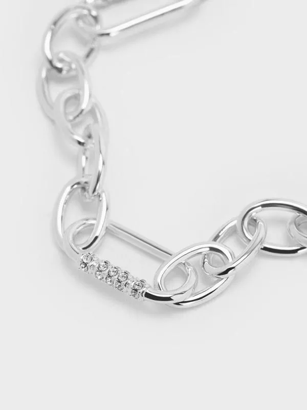 Women Reagan Crystal ChainLink Bracelet 8211 Silver CHARLES and KEITH Bracelets