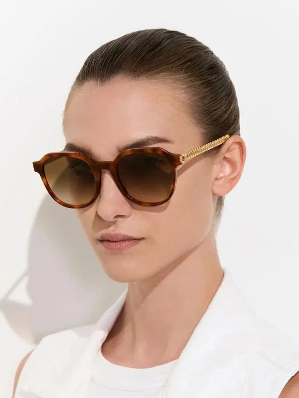 Women Recycled Acetate ChainLink Sunglasses 8211 T Shell CHARLES and KEITH Square