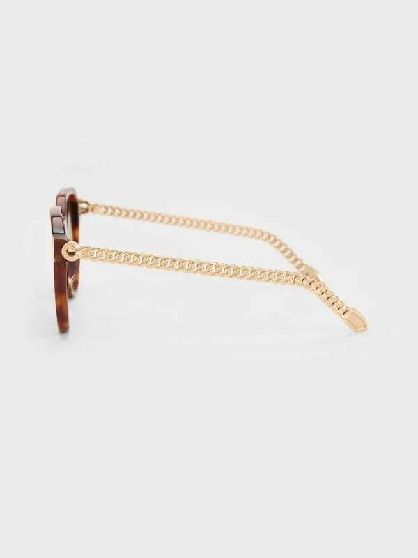 Women Recycled Acetate ChainLink Sunglasses 8211 T Shell CHARLES and KEITH Square