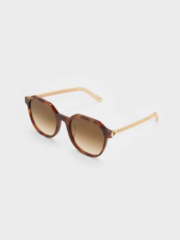 Women Recycled Acetate ChainLink Sunglasses 8211 T Shell CHARLES and KEITH Square