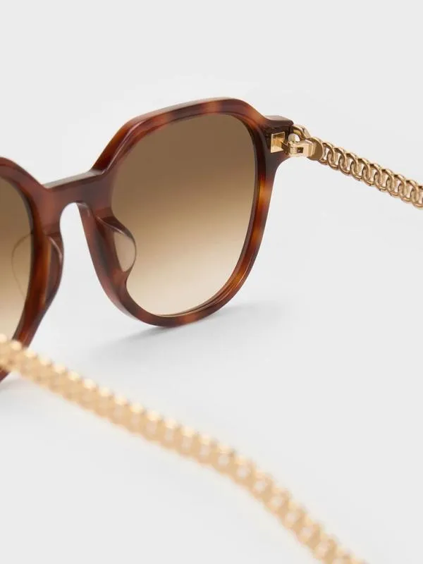 Women Recycled Acetate ChainLink Sunglasses 8211 T Shell CHARLES and KEITH Square