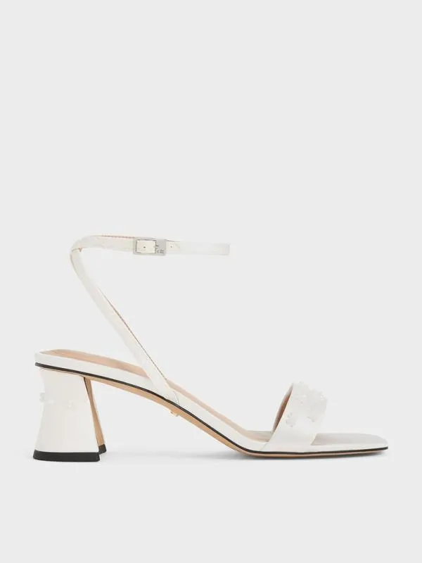 Women Recycled Polyester Beaded Heeled Sandals 8211 White CHARLES and KEITH Sandals Women Recycled Polyester Beaded Heeled Sandals 8211 White CHARLES and KEITH Sandals