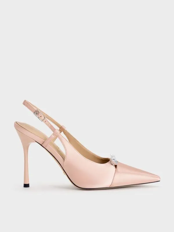 Women Recycled Polyester Bow Slingback Pumps 8211 Pink CHARLES and KEITH Heels Women Recycled Polyester Bow Slingback Pumps 8211 Pink CHARLES and KEITH Heels