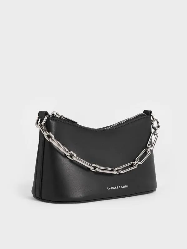 Women Robyn Elongated ChainHandle Bag 8211 Noir CHARLES and KEITH Crossbody Bags