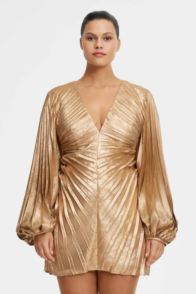 Women ROTHBURY MINI DRESS Caramel Metallic Acler Sale
