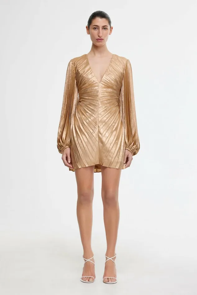Women ROTHBURY MINI DRESS Caramel Metallic Acler Sale