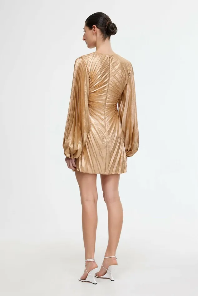 Women ROTHBURY MINI DRESS Caramel Metallic Acler Sale