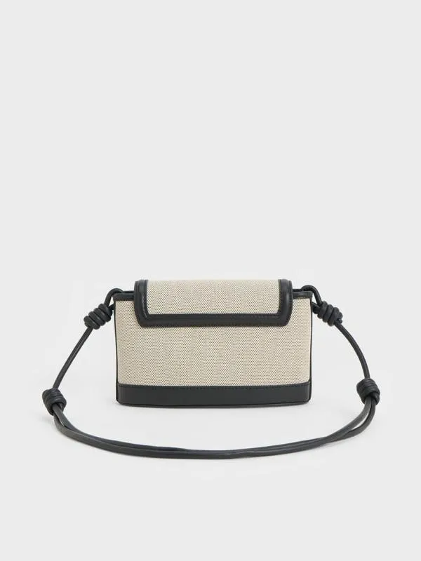 Women Sabine Canvas KnottedStrap Bag 8211 Black CHARLES and KEITH Shoulder Bags
