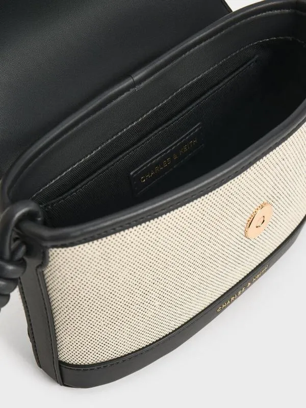 Women Sabine Canvas KnottedStrap Bag 8211 Black CHARLES and KEITH Shoulder Bags