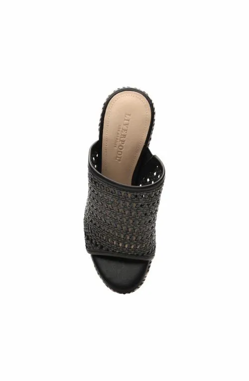 Women Sandals Liverpool Los Angeles Highland Woven Leather Wedge Sandal Black
