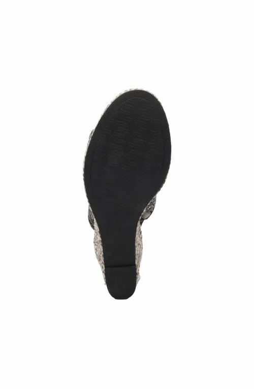 Women Sandals Liverpool Los Angeles Highland Woven Leather Wedge Sandal Black