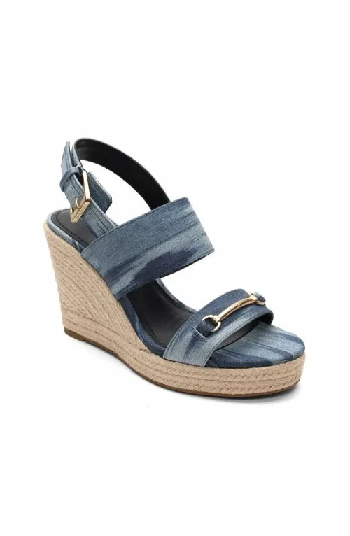 Women Sandals Liverpool Los Angeles Hinkley 2 Strap Wedge Sandal Blue Multi