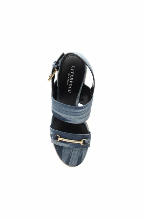 Women Sandals Liverpool Los Angeles Hinkley 2 Strap Wedge Sandal Blue Multi