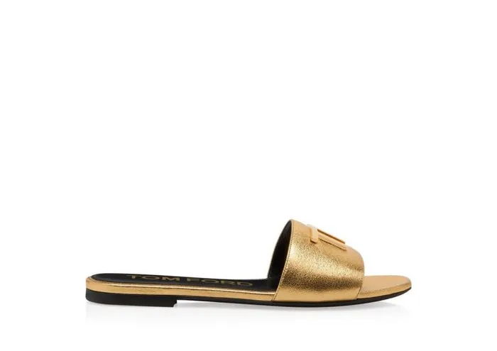 Women Sandals Tom Ford Nappa Leather Tf Slide Gold