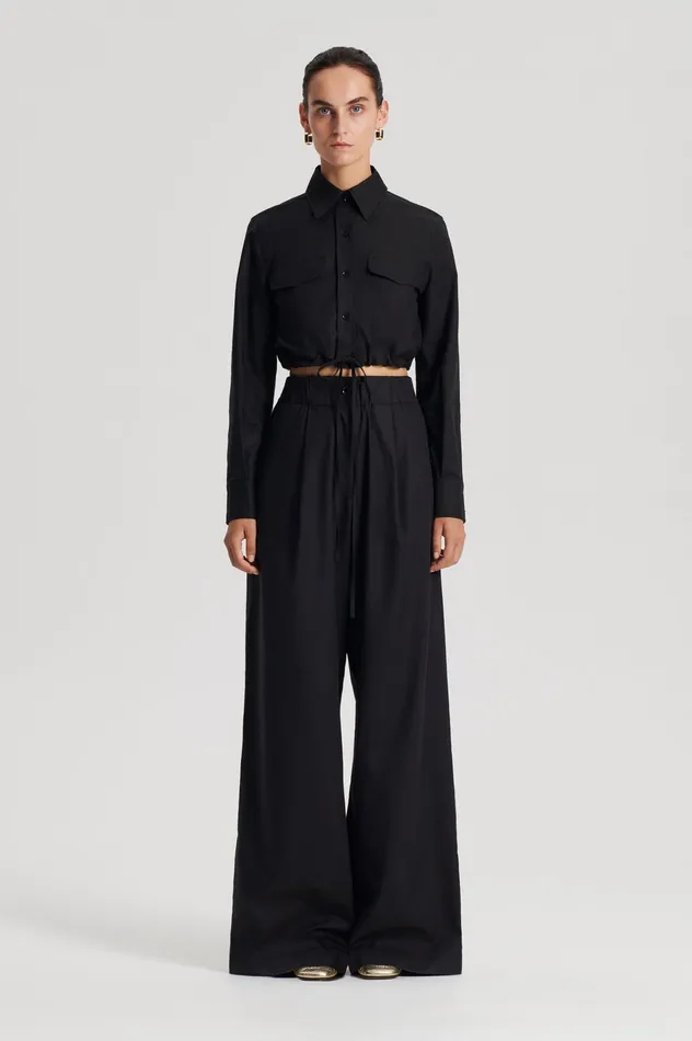 Women Scanlan Theodore CROP CARGO SHIRT BLACK Shirts