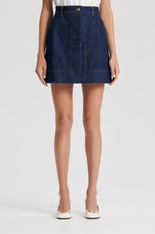 Women Scanlan Theodore DENIM MINI SKIRT INDIGO Denim Women Scanlan Theodore DENIM MINI SKIRT INDIGO Denim