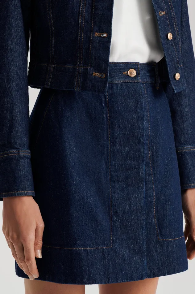 Women Scanlan Theodore DENIM MINI SKIRT INDIGO Denim Women Scanlan Theodore DENIM MINI SKIRT INDIGO Denim