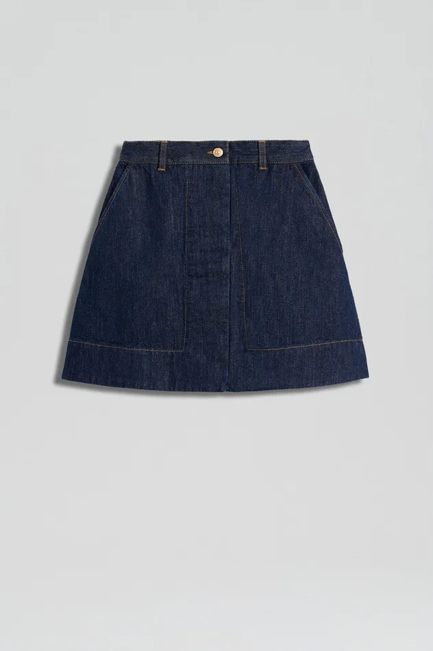 Women Scanlan Theodore DENIM MINI SKIRT INDIGO Denim Women Scanlan Theodore DENIM MINI SKIRT INDIGO Denim