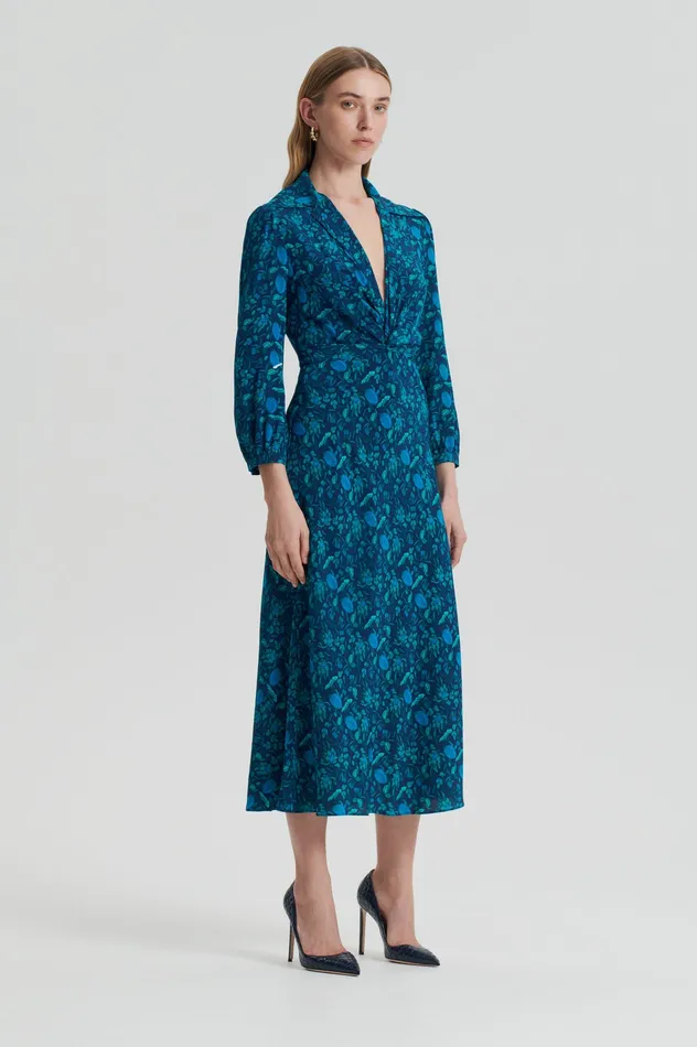 Women Scanlan Theodore SILK BOTANICAL DRESS NAVY Dresses