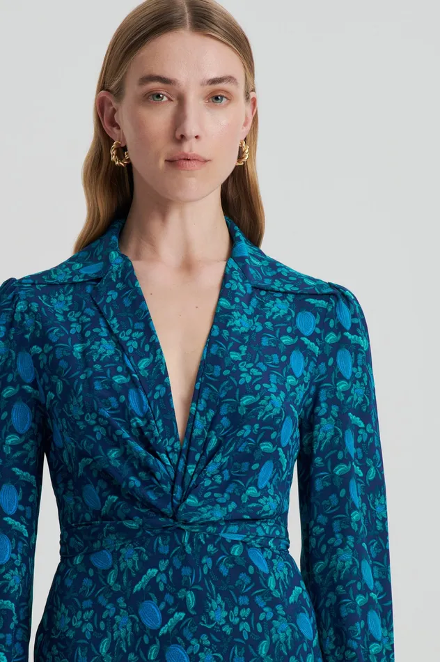 Women Scanlan Theodore SILK BOTANICAL DRESS NAVY Dresses