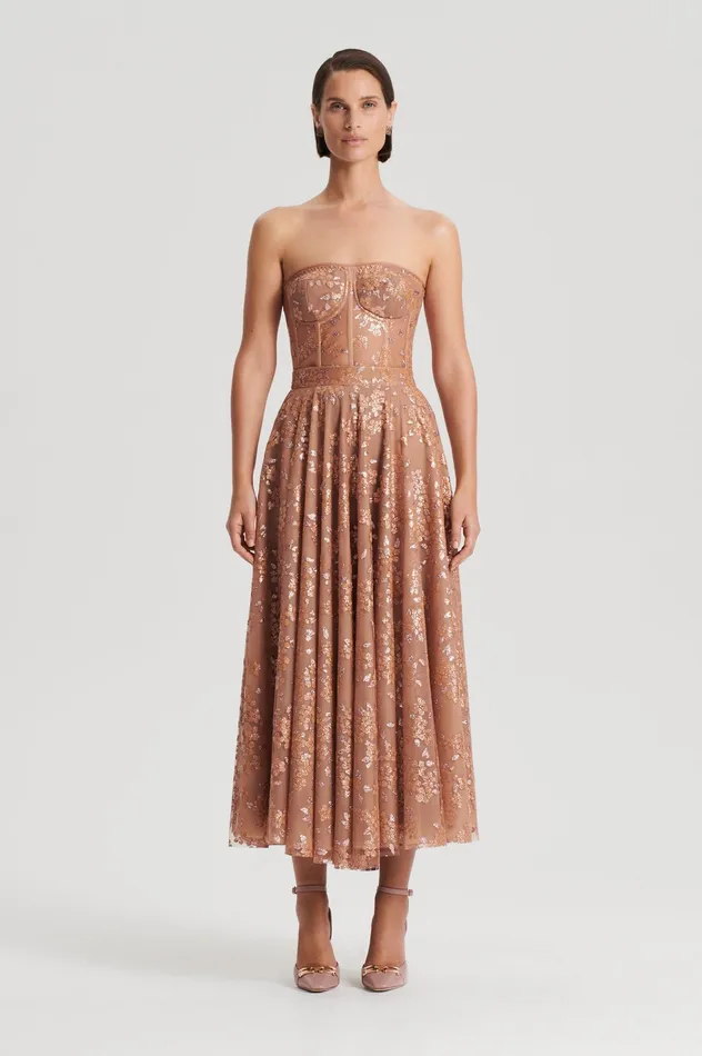 Women Scanlan Theodore TINSEL FLORAL BUSTIER SPICE Tops