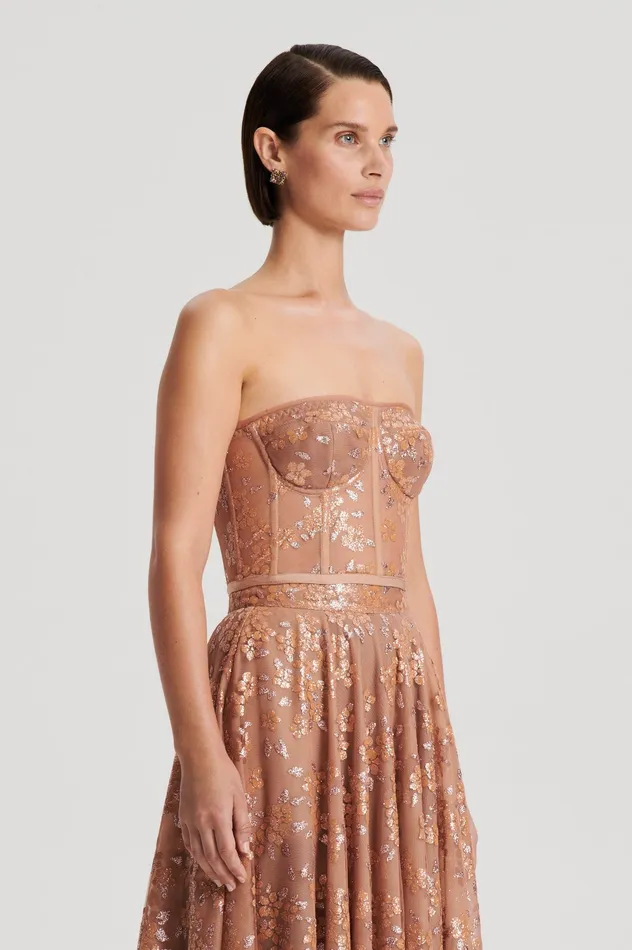 Women Scanlan Theodore TINSEL FLORAL BUSTIER SPICE Tops Women Scanlan Theodore TINSEL FLORAL BUSTIER SPICE Tops