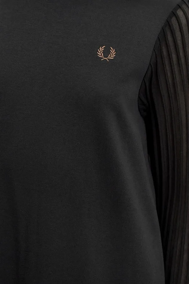 Women Sheer Sleeve Mock Neck Dress Black Fred Perry Dresses