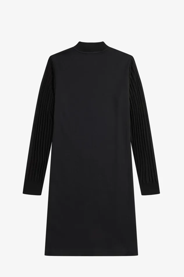 Women Sheer Sleeve Mock Neck Dress Black Fred Perry Dresses
