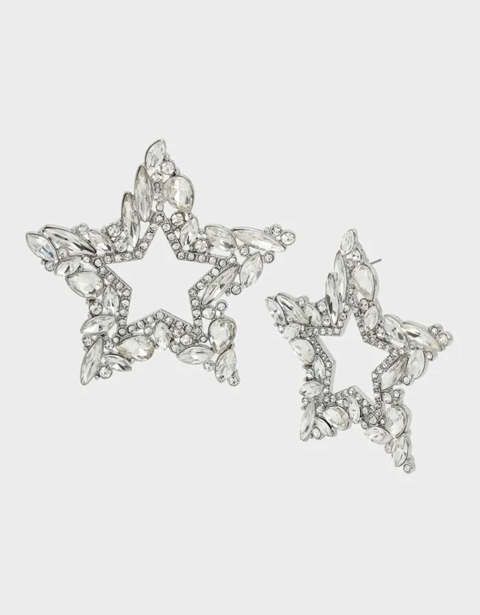 Women SHINE BRIGHT OPEN STAR STUDS RHINESTONE Betsey Johnson