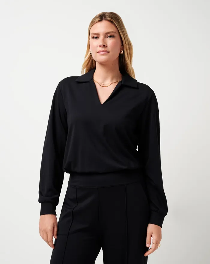 Women Shirts and Tops TravisMathew SPA DAY FRIDAY PONTE TOP Black