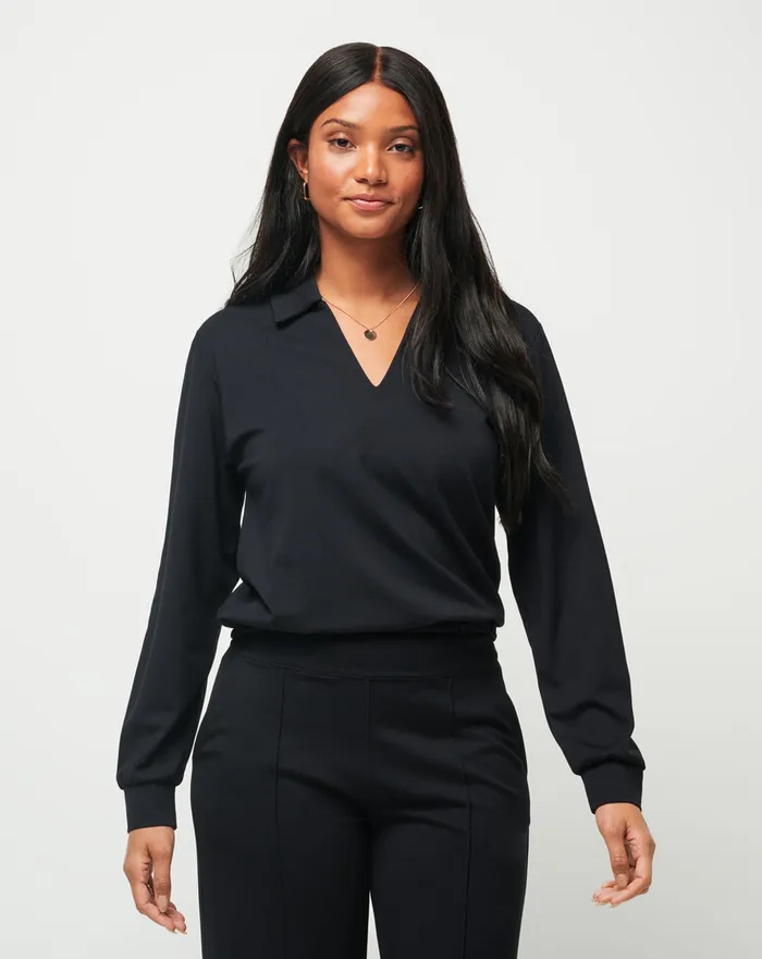 Women Shirts and Tops TravisMathew SPA DAY FRIDAY PONTE TOP Black
