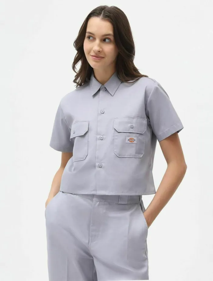 Women Shirts Dickies Cropped Work Shirt Lilac Gray